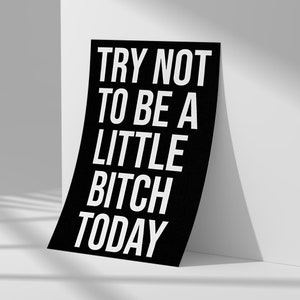 Try Not To Be A Bitch Banner - Home Gym Decor - Motivational Quote Wall Art Poster, Unique Gifts, Home Decor Poster