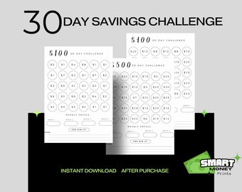 Savings Challenge Printable | Savings Challenge Bundle | A6 Sized Mini Savings Challenge Trackers |100 to 1000 Savings Challenge|Smart Money