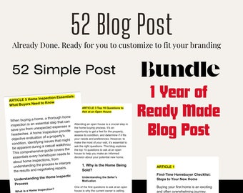 Real Estate Blog Posts: 52 Realtor Articles (Word & Google Doc)