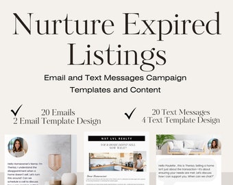 Real Estate Agent Email & Text Templates: Expired Listing Campaign (Canva, Digital Download)