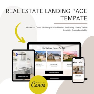 Real Estate Agent Website Template: Canva Landing Page - Etsy