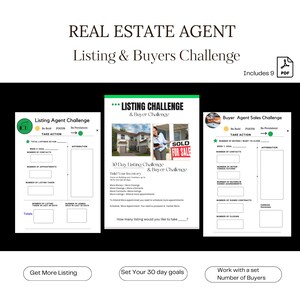 Realtor Listing & Sales Challenge| Real Estate Sales Goal Tracker Template, Printable New year Real Estate Goal Chart ,Real Estate Marketing