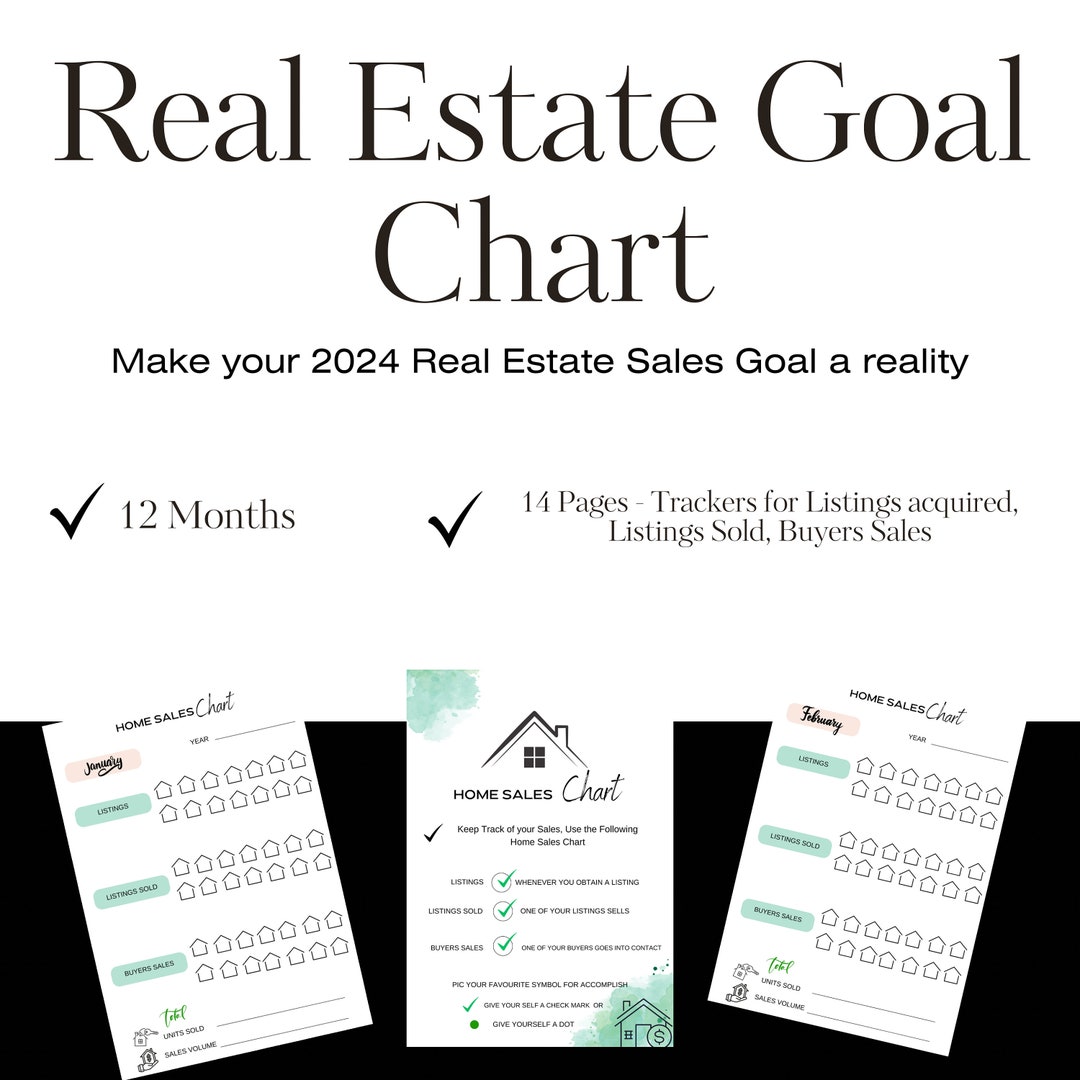 Realtor Goal Chart, Sales Goal Chart, Real Estate Sales Trackerreal