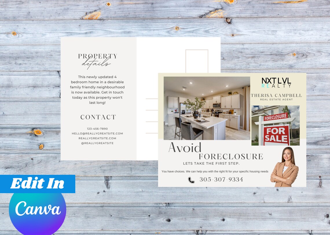 Preforeclosure Postcard Campaign, Listing Postcard, Seller Postcards