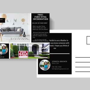 Onroerende goederen FSBO briefkaart | Te koop door eigenaar Flyer | Makelaarsmarketing|FSBO-flyer voor onroerend goed|Brief voor makelaars in onroerend goed, FSBO Marketing
