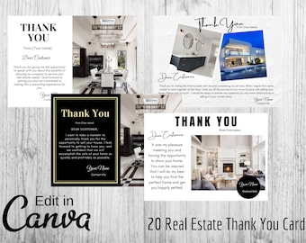 20 Modern Real Estate Postcards |THANK YOU CARD,Estate Marketing, Instant download, Realtor follow up card bundle, Realtor Tools|