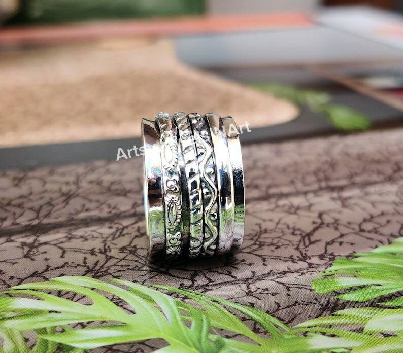 Details about Spinner Ring 925 Sterling Silver Wide Band & Meditation Handmade All Size g-213 Details about Spinner Ring 925 Sterling Silver Wide Band & Meditation Handmade All Size g-213