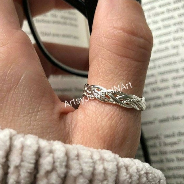 Braided Band, Silver Ring, 925 Sterling Silver, Celtic Band Ring, Twisted Ring, Handmade Ring, Statement ring, Silver Ring, Gift For Her.