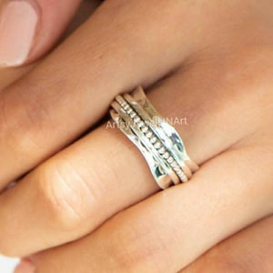 Narrow Ring, Spinner Ring, 925 Sterling Silver Ring, Anxiety Ring, Handmade Ring, Silver Ring, Spinner Ring, Meditation Ring, Women&#39;s Ring.