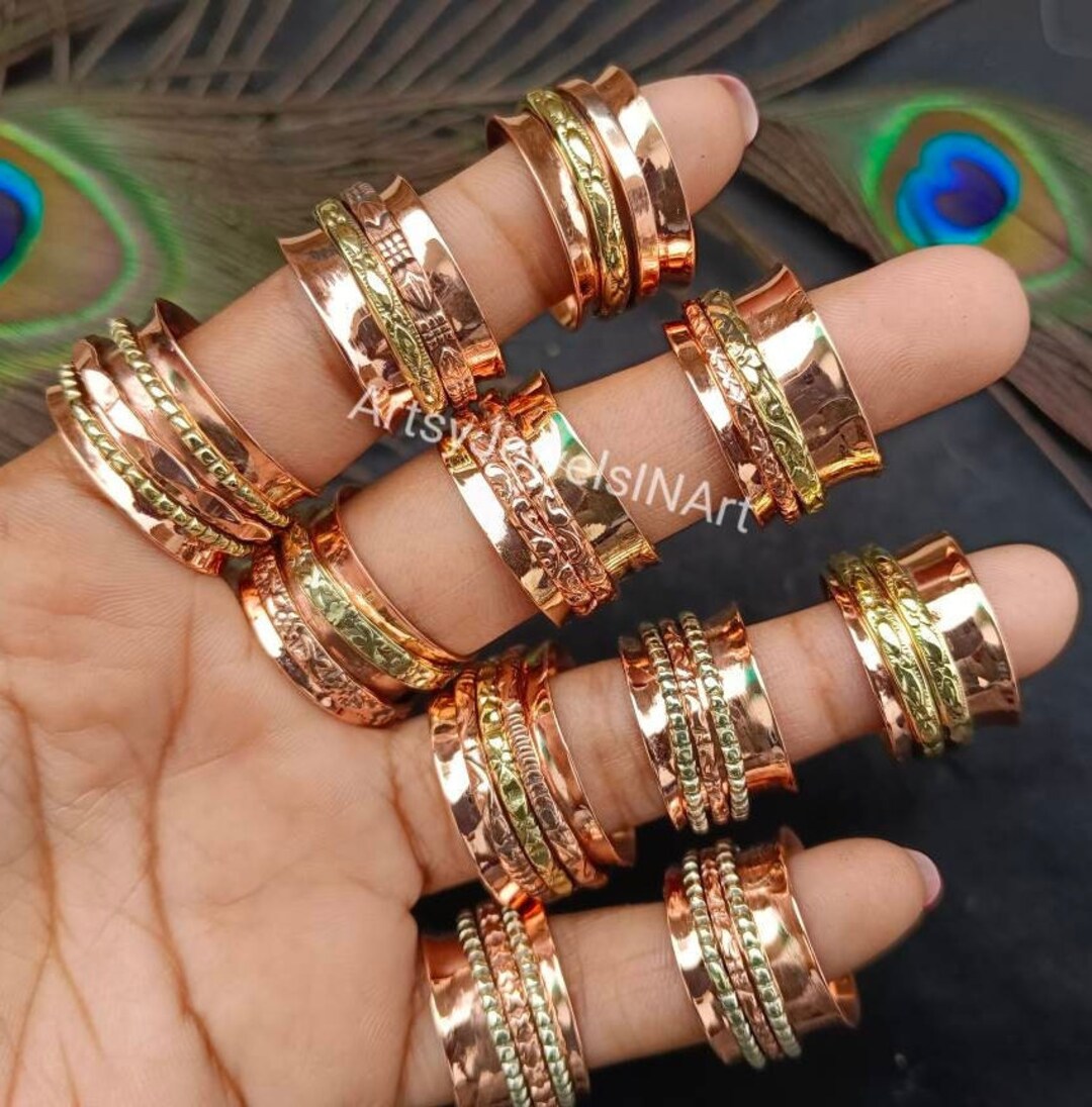 Pure Copper Spinner Ring, Handmade Ring, Wide Band Copper Rings