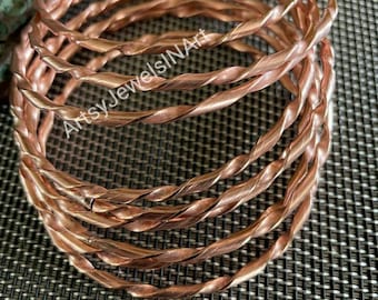 Pure Copper Bangle, Set Of 7 PCs. Bangle, Open Twist Bangle, Copper Spiral Bangle, Handmade Bangle, Women Bangle, Solid Copper Bangle.