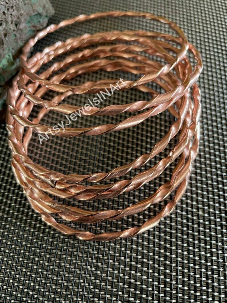 2025-25 秋冬新作  ハイブランドの 7 of Set Bangle, Copper Pure Pcs. Bangle Twist Open Bangle, アクセサリー