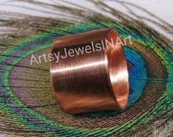 Anello a fascia larga in rame massiccio fatto a mano: fascia spessa per lei e per lui