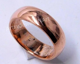 Anello a fascia larga in rame puro, realizzato a mano.