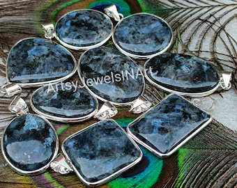 Natural Rainbow Larvikite Gemstone Pendant, Larvikite Gemstone Pendant For Women, 925 Sterling Silver Plated, Wholesale Lot Pendant Jewelry