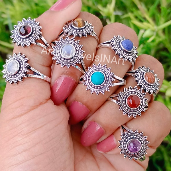 Wholesale Lot  Rings, 925 Silver Plated Ring, Multi Gemstone Ring, Handmade Ring, Woman Ring, Wholesale Bulk Rings, Gift Ring, US SZ 6 To 11