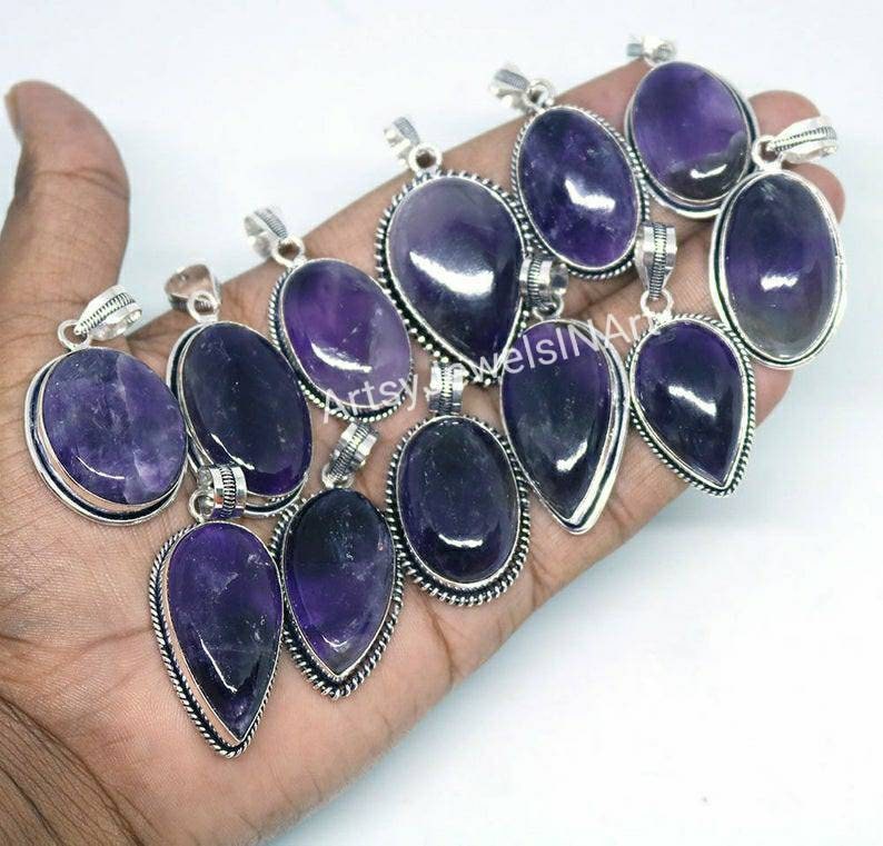 Silver Plated Natural Amethyst Gemstone Slipper Shape Quartz Pendant Jewelry Silver Plated Natural Amethyst Gemstone Slipper Shape Quartz Pendant Jewelry