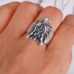 Handmade 925 Sterling Silver Angel Wing Ring:  Men's & Women's Fairy Ring
