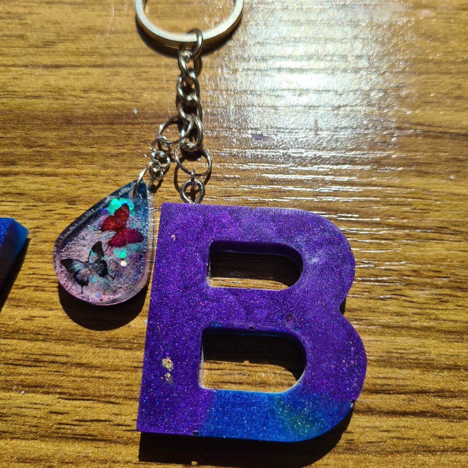 Hand made resin letter keyrings Etsy