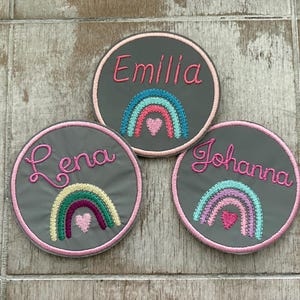 Reflektierender Klett Patch,Klettie,Regebogen Motiv,mit Namen personalisiert,Schulkind,Schulranzen,Schultüte,Rucksack,Adventskalender
