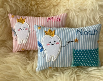 Zahnkissen, Milchzahn Kissen, Kinder Accessoires, Zahnfee mit dem Namen personalisiert, Dekokissen