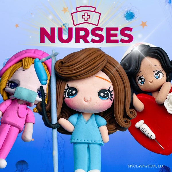 CLAYS DOLLS: Hospital Doctors Nurses ,hair clip accessories, hair bow centerpieces, clay center for bows, clay for bow center, doctor clays