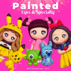 CLAYS DOLLS: Painted Eyes Clay Bow Center dolls,  bow accessories, hair bow centerpieces, clay center for bows, barrettes accessories