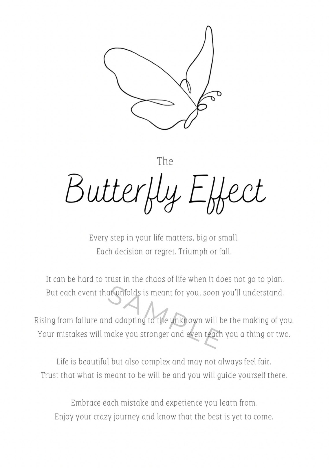 The Butterfly Effect Digital Print Printed Poem PDF Print Etsy
