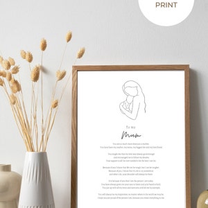 Stampa "To My Mum" - stampa personalizzata per mamma/madre, poesia per mamma, download digitale, regalo per la festa della mamma