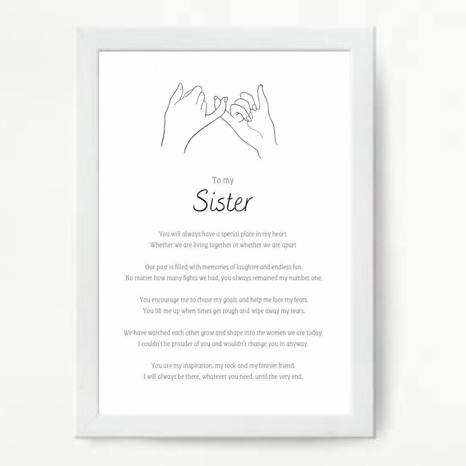 To My Sister Print Personalised Print for Sister Poem for - Etsy