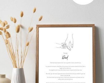 To My Dad Print - digital PDF print for dad/father , poem for dad,  gift for father/dad, downloadable poem