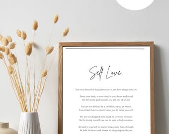 Self Love poem  - Digital print, Self love print, home decor, Self love framed print, Personalised print, custom print