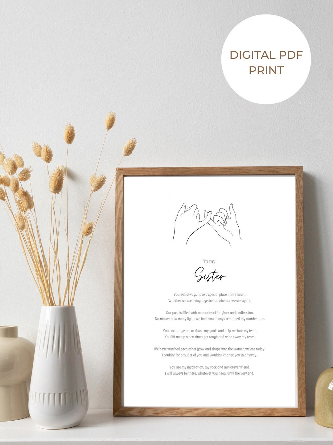 To My Sister Print - Personalised Print for Sister, Poem for Sister ...