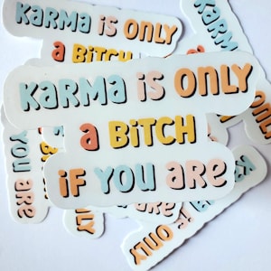 Profanity Sticker Curse Word Cuss Cute Girly Explicit Funny Sarcastic Karma is only a bitch if you are Retro