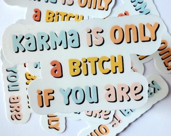 Profanity Sticker Curse Word Cuss Cute Girly Explicit Funny Sarcastic Karma is only a bitch if you are Retro