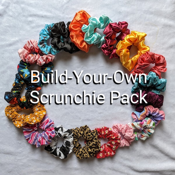 Build Your Own Scrunchie Pack Scrunchies Bundle Custom Mixed Print Cotton Satin Velvet Hair Tie Elastic Big Scrunchie Retro Quality