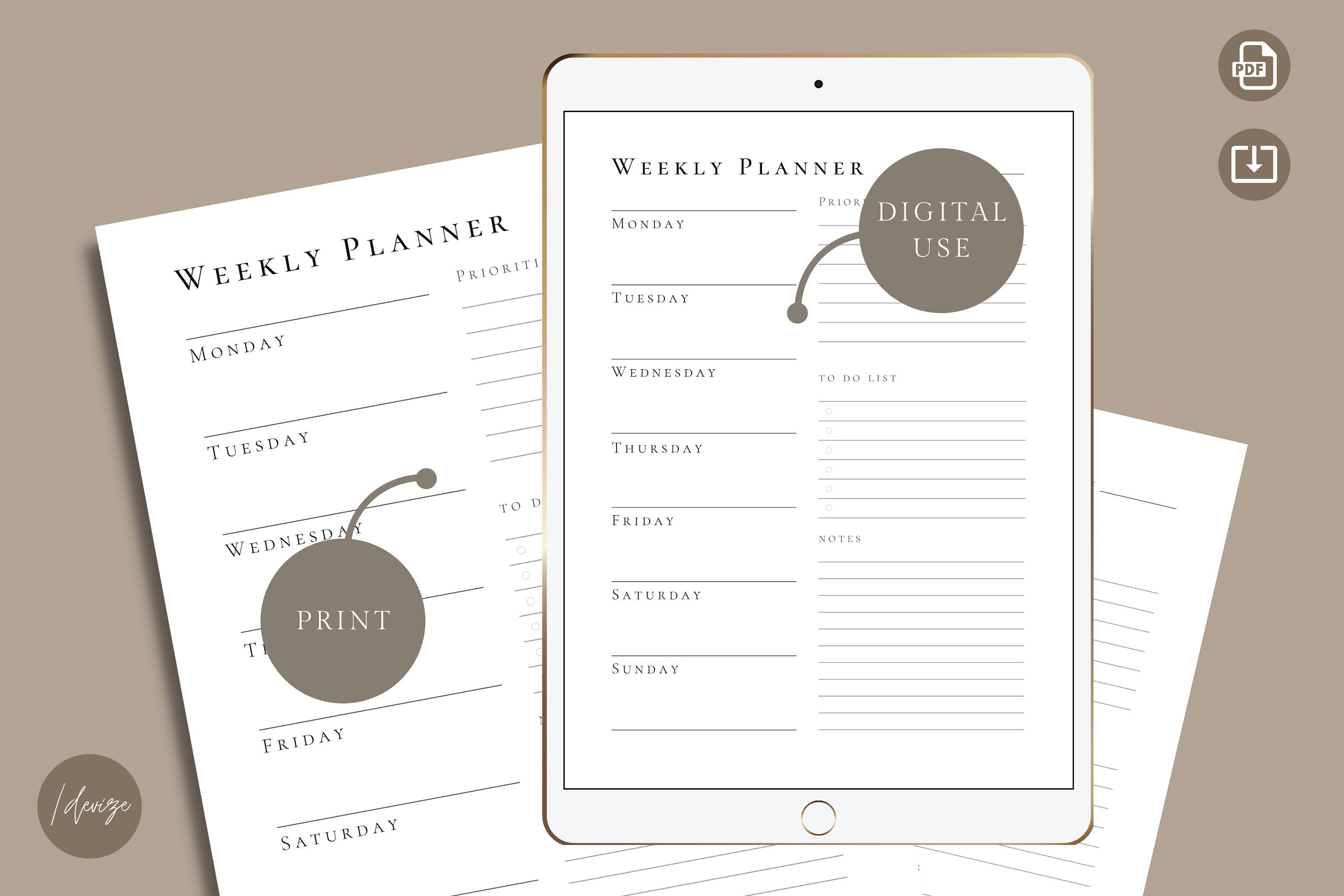 Minimalist Weekly Planner | Printable | US Letter, A4 - Etsy