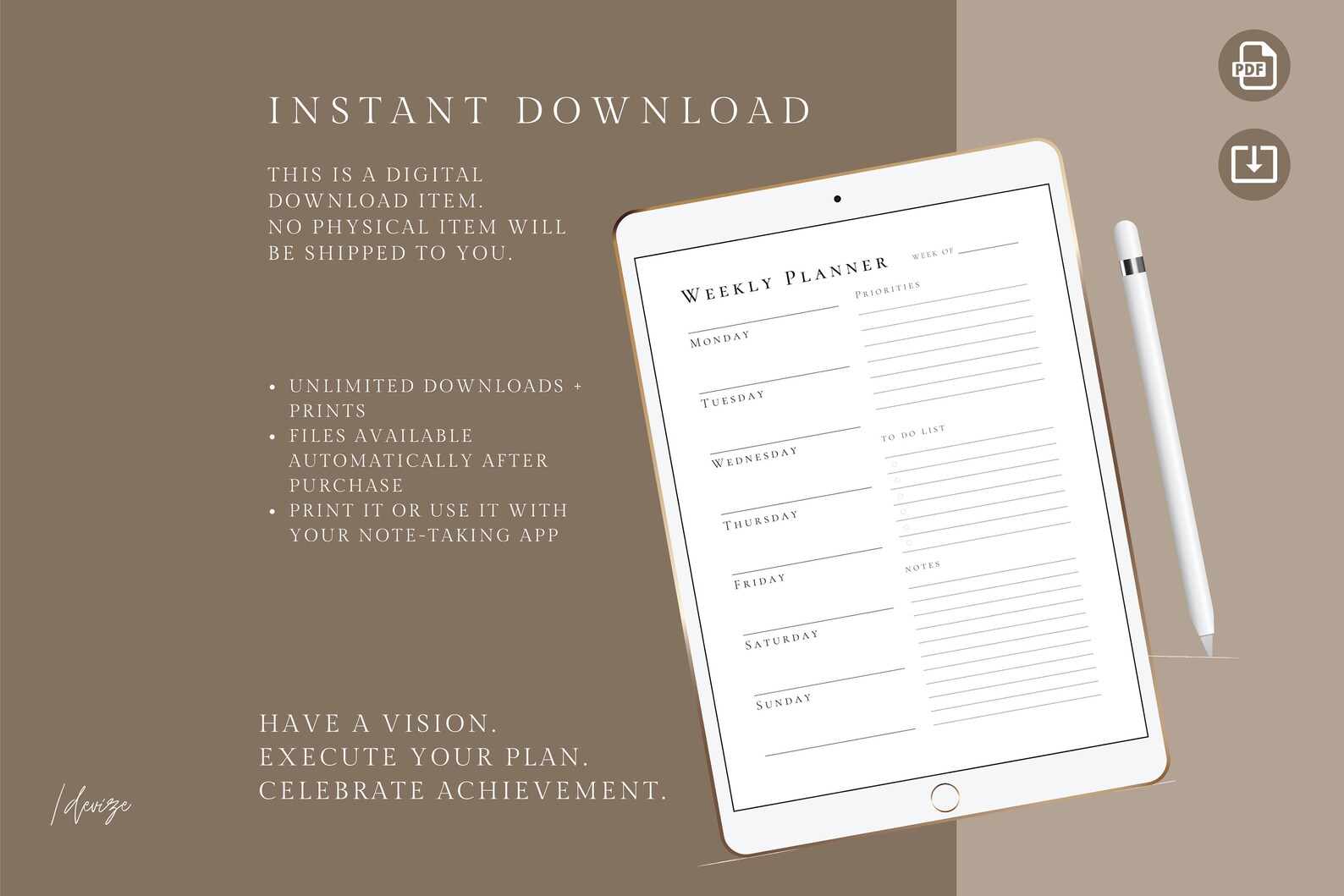 Minimalist Weekly Planner | Printable | US Letter, A4 - Etsy