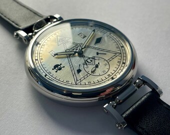 Montre Molnija, soviétique vintage, montre-bracelet, rare, de collection, montre de mariage, montre-bracelet de poche, grosse montre, squelette, bracelet en cuir