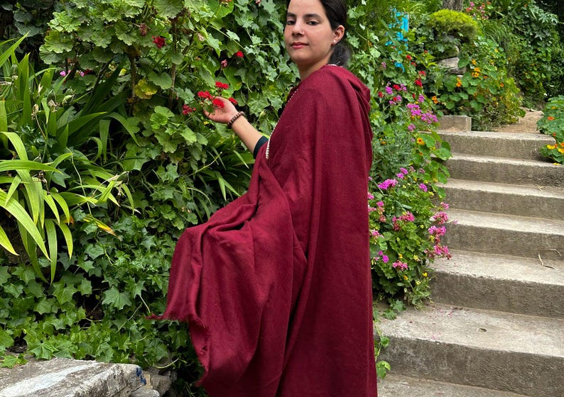 MILAN - Fine Large Meditation Shawl - Burgundy