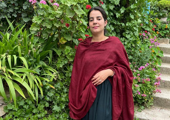 MILAN - Fine Large Meditation Shawl - Burgundy