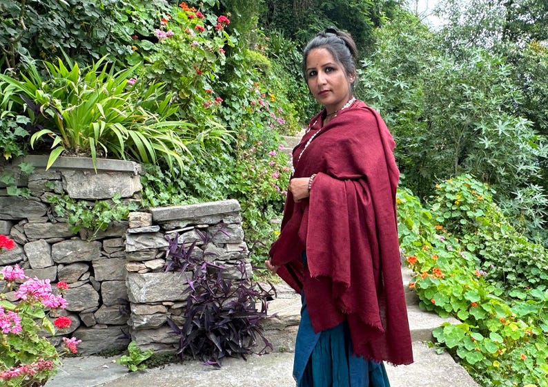 MILAN - Fine Large Meditation Shawl - Burgundy