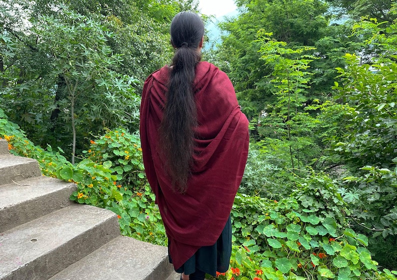 MILAN - Fine Large Meditation Shawl - Burgundy