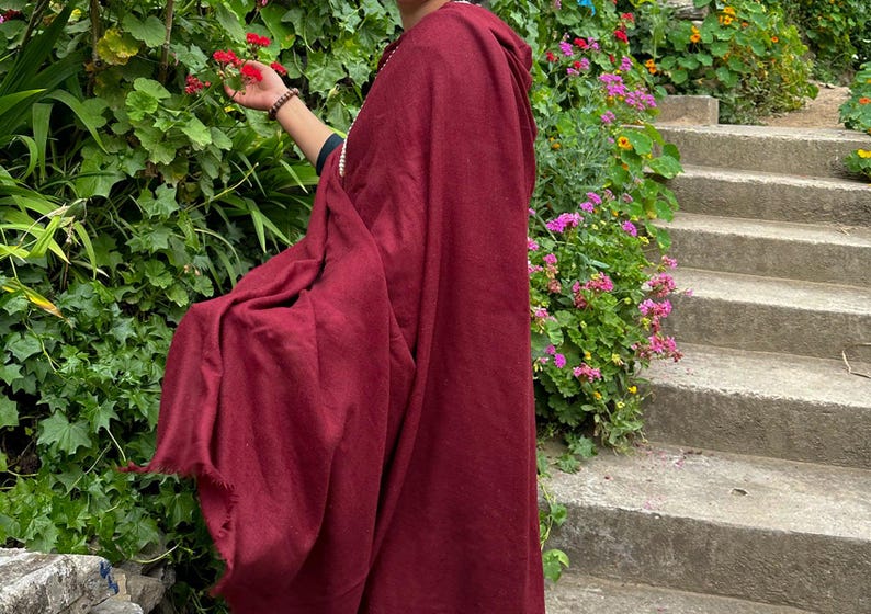 MILAN - Fine Large Meditation Shawl - Burgundy