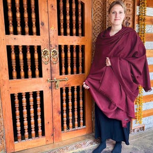 SHAMBHALA - Large Wool Shawl - Burgundy