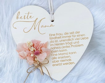 Geschenkideen zum Muttertag | Holzschild mit Trockenblumen für den Muttertag