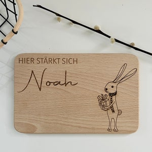 Children's breakfast board, Easter gift for children, boards, personalized with name and rabbit Hase