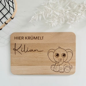Children's breakfast board, Easter gift for children, boards, personalized with name and rabbit Elefant
