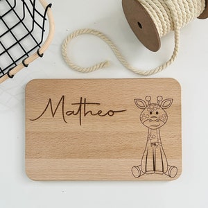 Children's breakfast board, Easter gift for children, boards, personalized with name and rabbit Giraffe