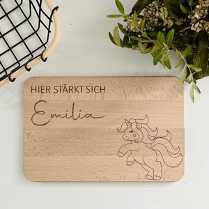 Children's breakfast board, Easter gift for children, boards, personalized with name and rabbit Einhorn